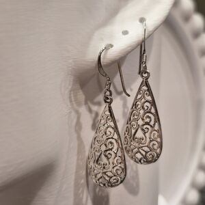Silver Filigree Teardrop Earrings